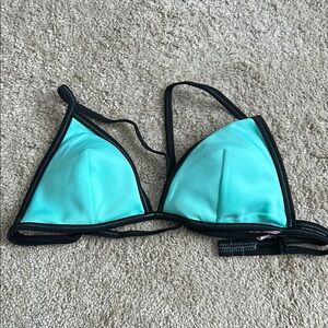 Aqua and Black Women's Swim Top